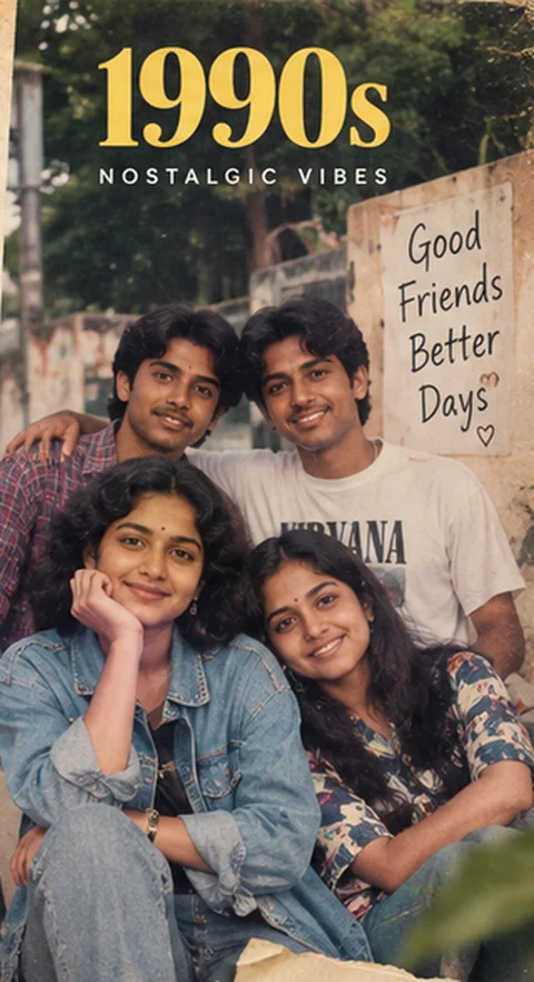 1990s studio glamour AI prompt example – 1990s retro photo style